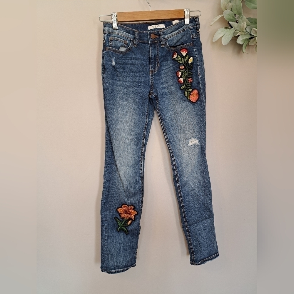 Sp Black Label Embroidered  Floral Blue Jeans Size 26